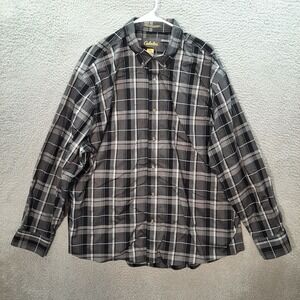 Cabelas Shirt Adult 2XL XXL Black Gray Plaid Workwear Outdoors Camping Fishing